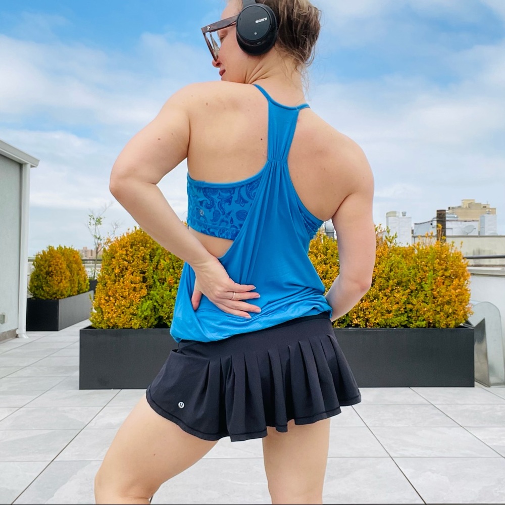 2in1 - lululemon Turquoise No Limits BuiltIn Bra Tank Top Blue Floral Dress